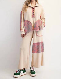 Easel - Piper Floral Patchwork Terry Knit Set