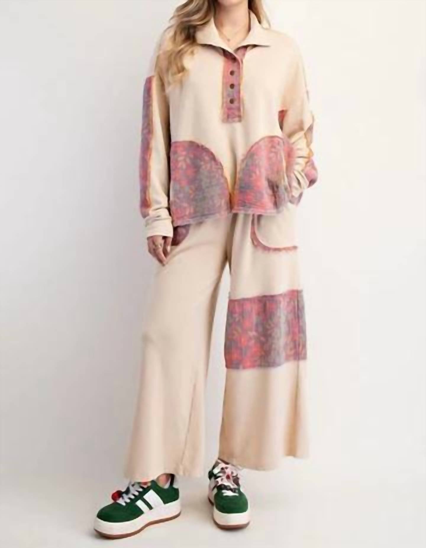 Easel - Piper Floral Patchwork Terry Knit Set