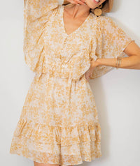 Kori - Dandelions Floral Print Chiffon Dress