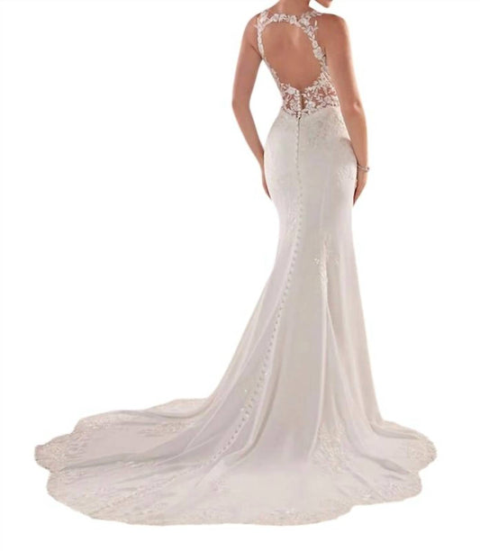 Stella York - Modern Crepe Wedding Dress with Scalloped Train