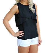 SLEEVELESS BLOUSE WITH FLAT RUFFLE
