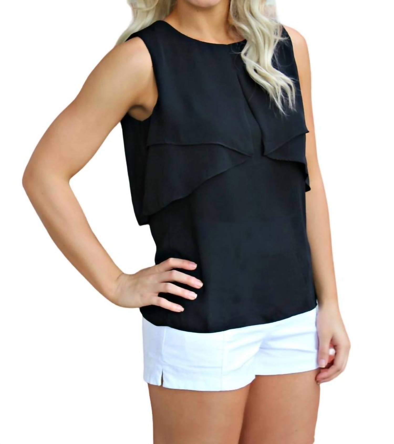 SLEEVELESS BLOUSE WITH FLAT RUFFLE