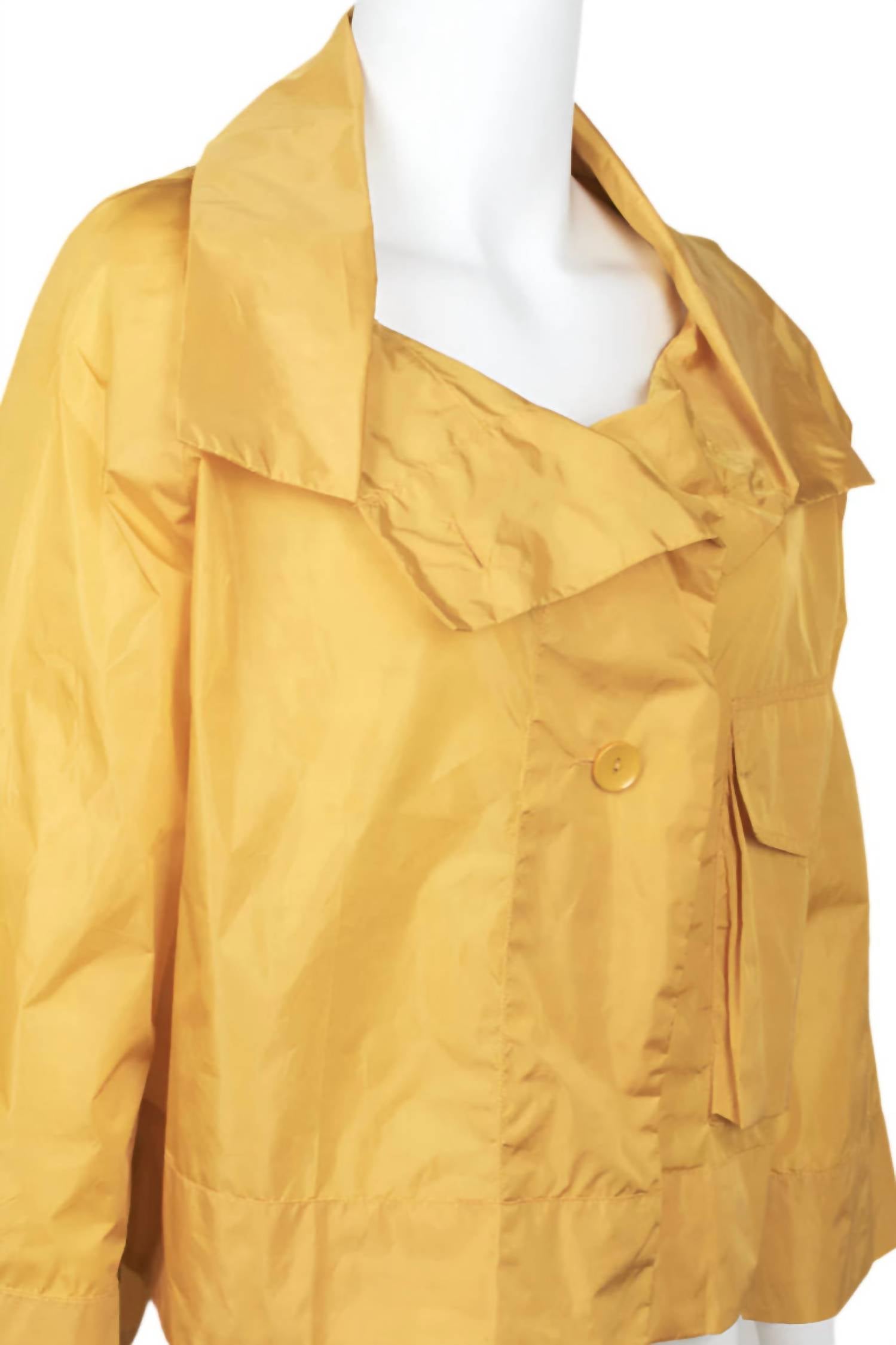 Why Dress - Women's High Neck Collared Button Pocket Jacket