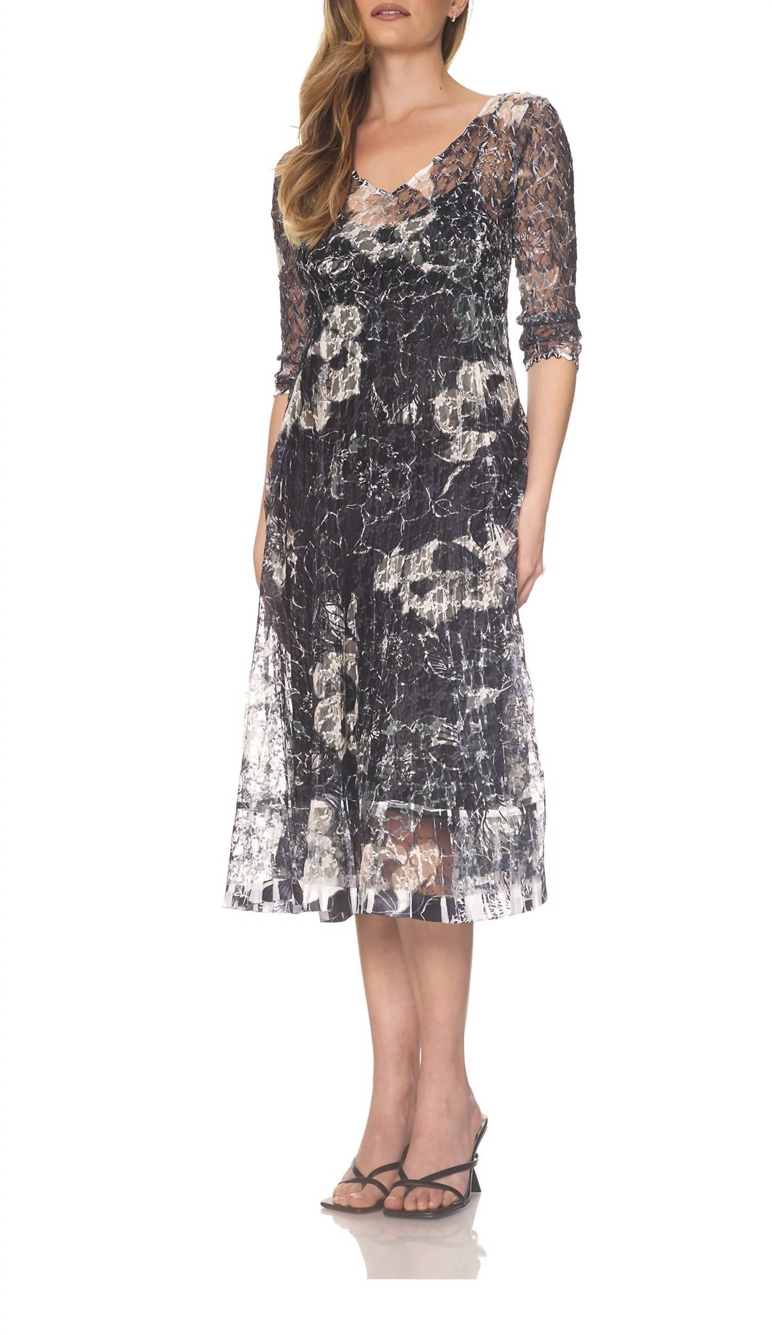 Komarov - Lace Three-quarter Sleeve Dress