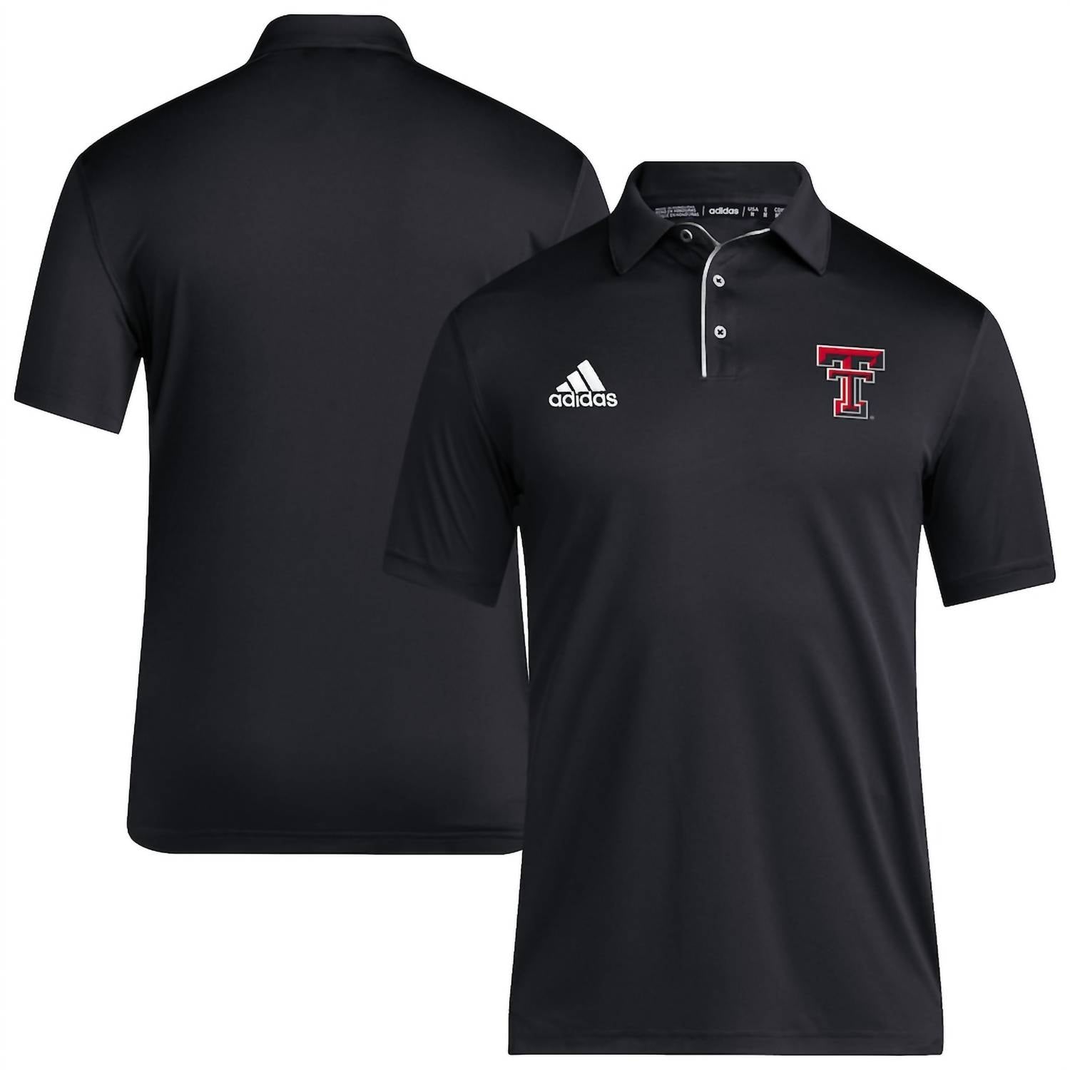 adidas Men's Texas Tech Coaches Aeroready Polo in black - men's shirt - alternate view