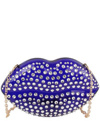 Handbag Factory Corp Women's Luxury Mouth Crystal Evening Crossbody Bag in blue - women's bag