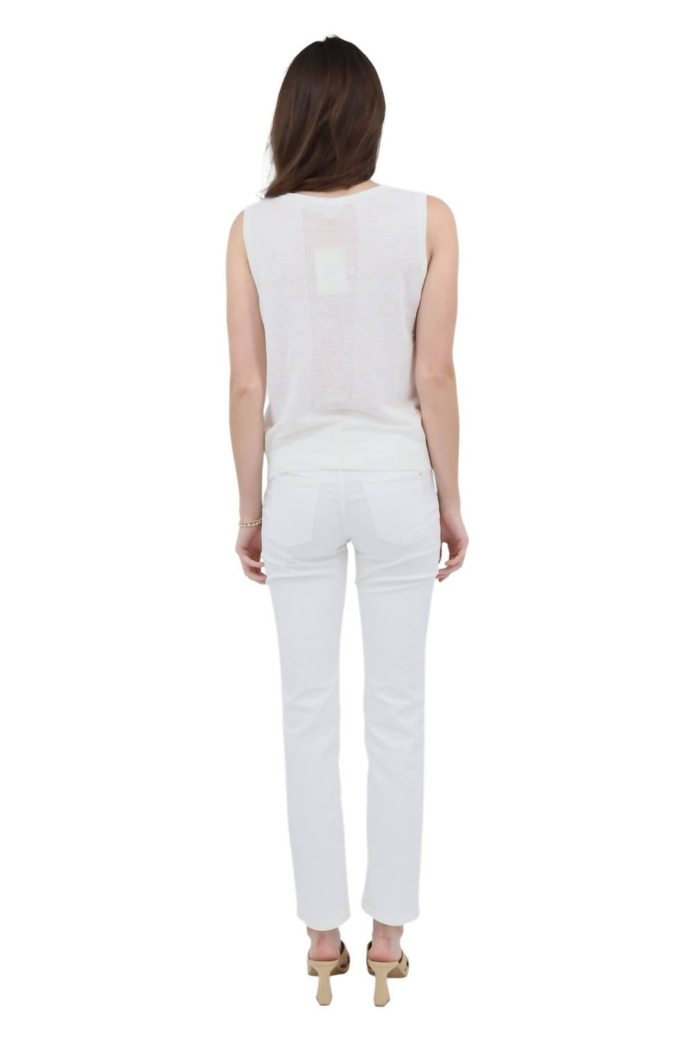 Kinross Linen Tank in white - women's tank top - detail view