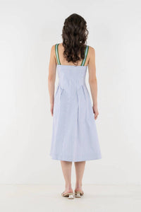 Emily McCarthy Constance Midi Dress in grapemist stripe - women's dress - alternate view