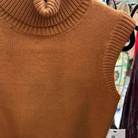 Fore Women's Joslyn Sweater Vest in camel brown - women's jacket - detail view
