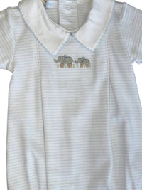 Baby Loren - Baby's Elephants Hand Embroidered Bubble Romper