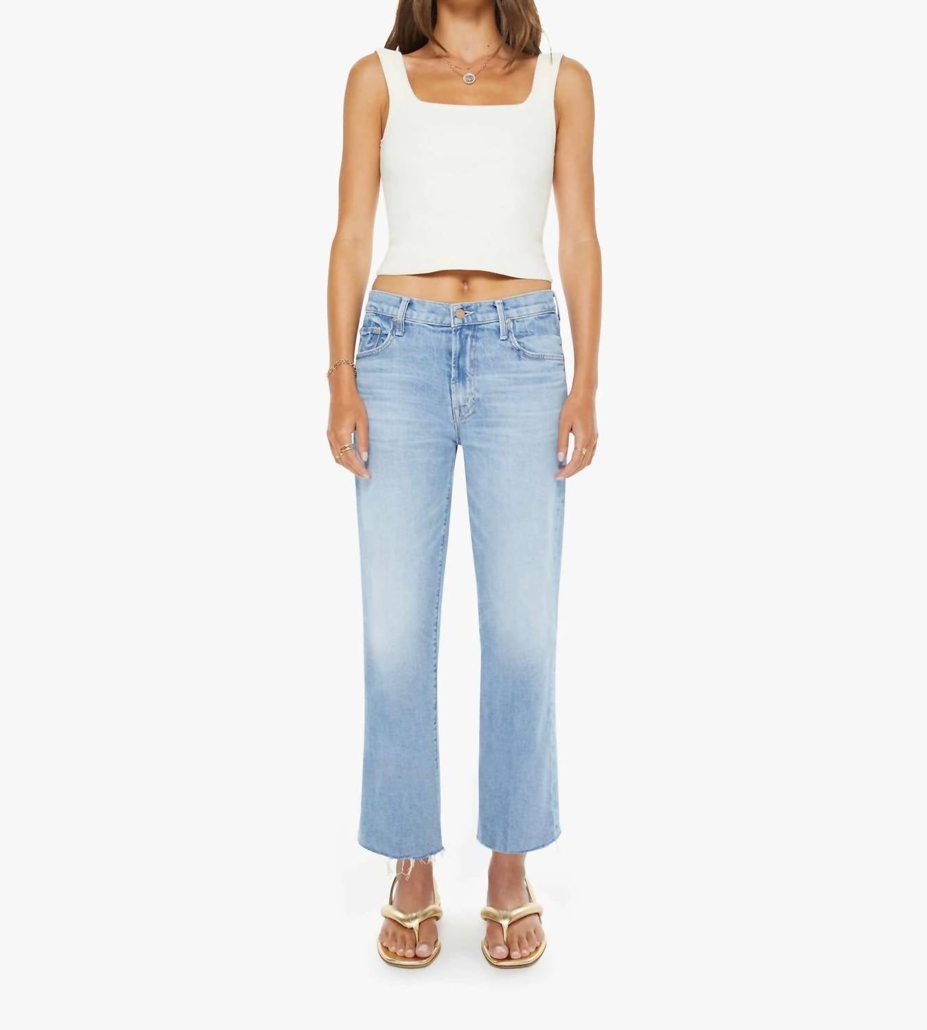 Mother - Mid Rise Rambler Zip Ankle Fray Jeans