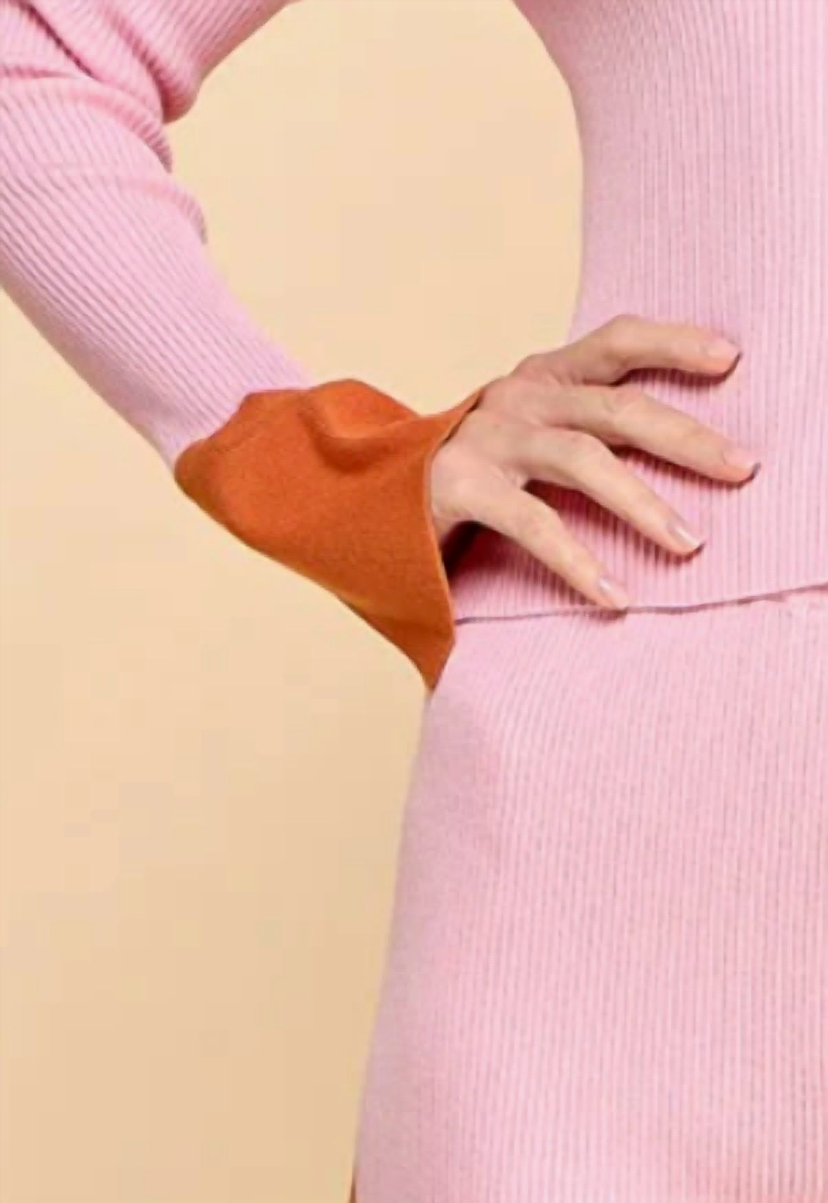 Pretty Follies Kacey Long Sleeve Cardigan in orange pink - women's cardigan - detail view