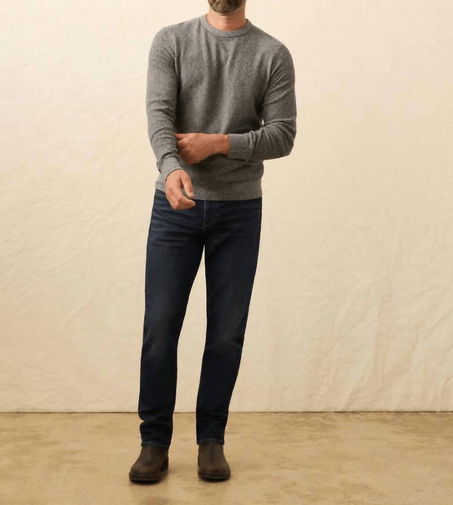 Faherty Jackson Crew Sweater in dark ash feeder 1 - men's long sleeve top
