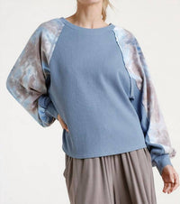Umgee - Waffle Knit Tie Dye Top
