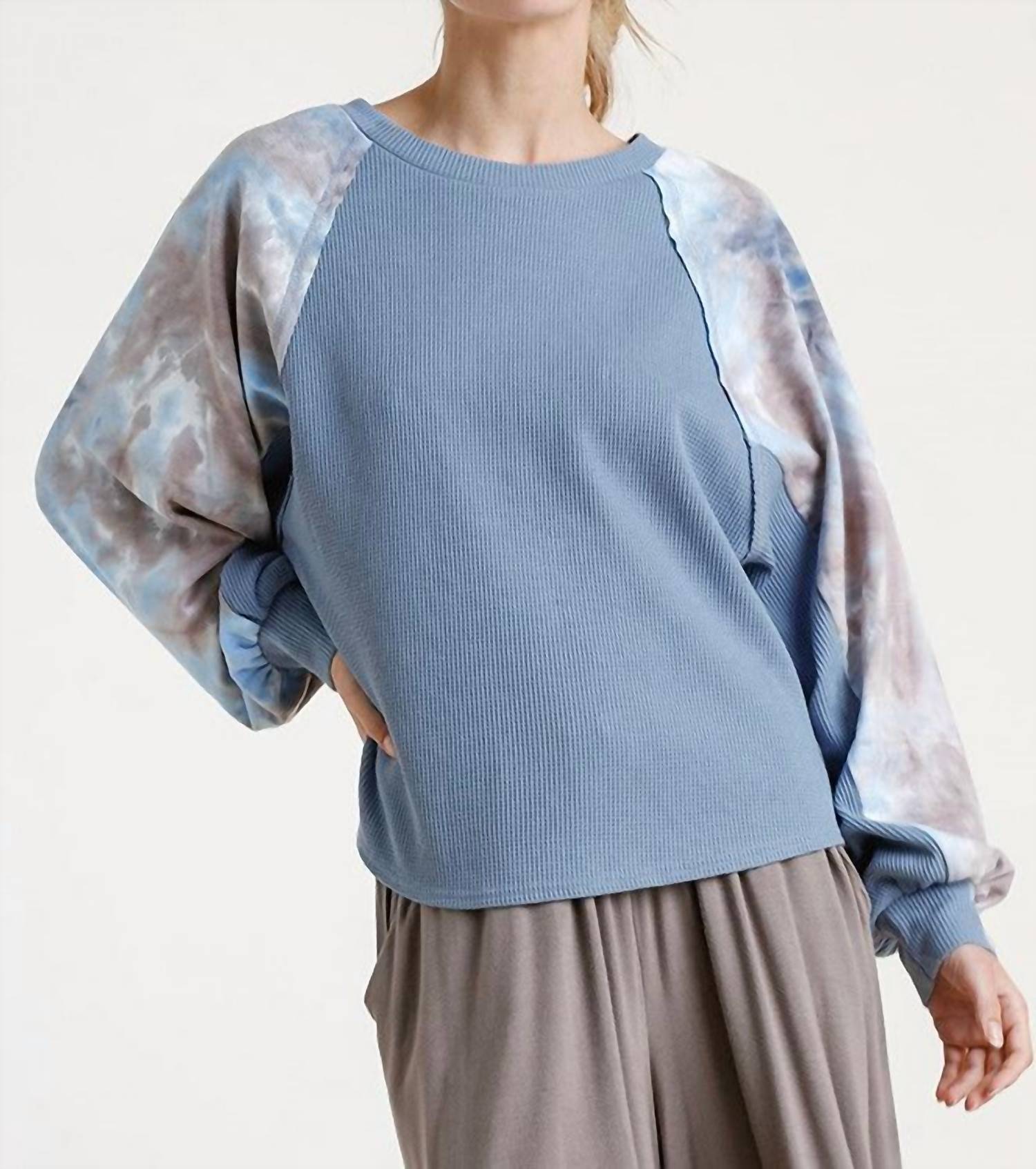 Umgee - Waffle Knit Tie Dye Top