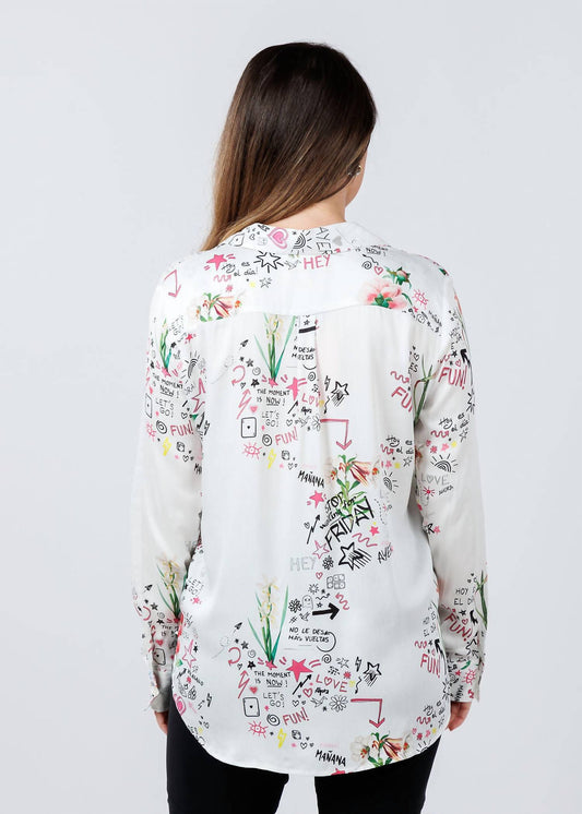 Vilagallo - Gaby Graffiti Print Blouse