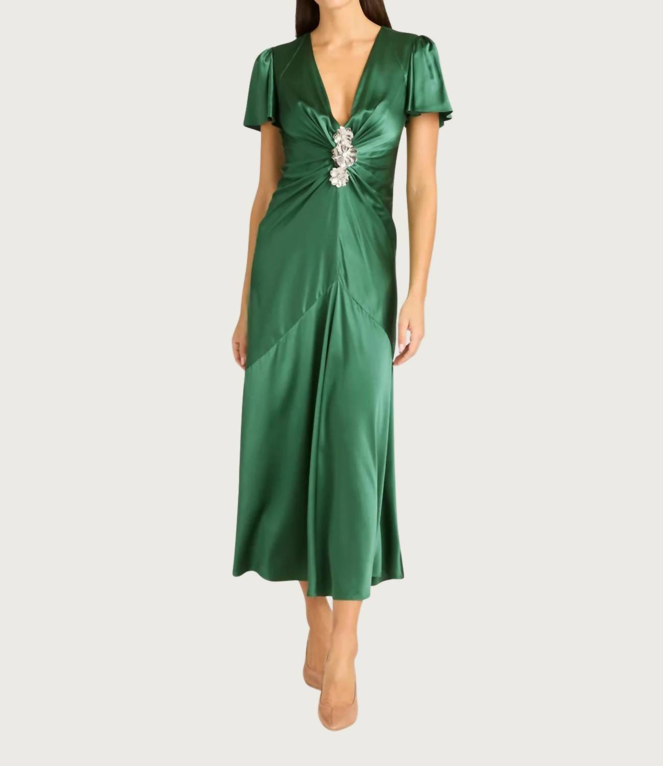 cinq a sept Women's Kordyn Dress in forest fog - women's dress
