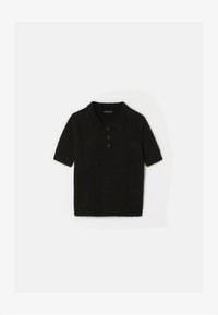TARA JARMON Paulino Polo Shirt in black noir - women's blouse - alternate view