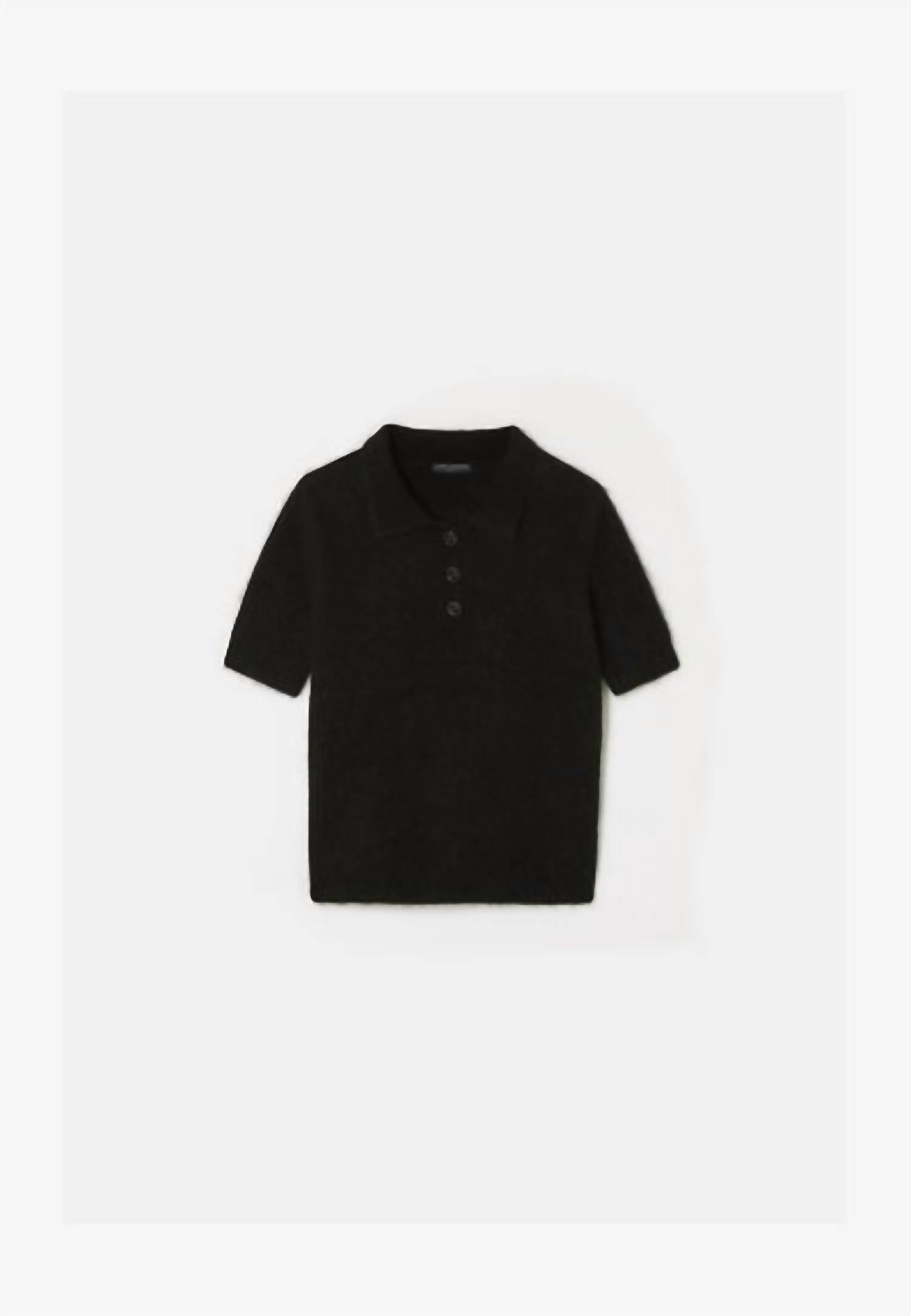 TARA JARMON Paulino Polo Shirt in black noir - women's blouse - alternate view