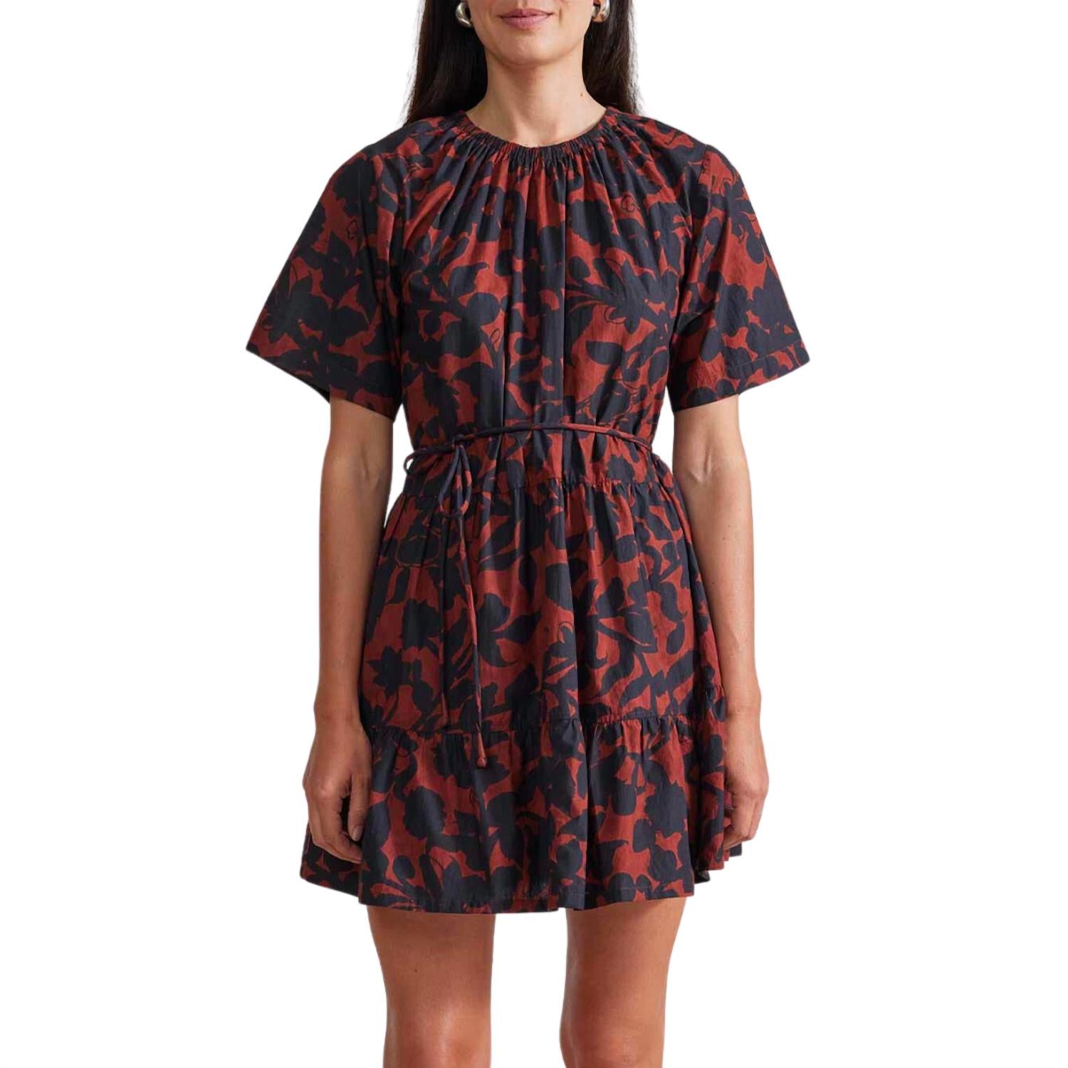 APIECE APART Women's Saara Tiered Mini Dress in deep botanic - women's dress