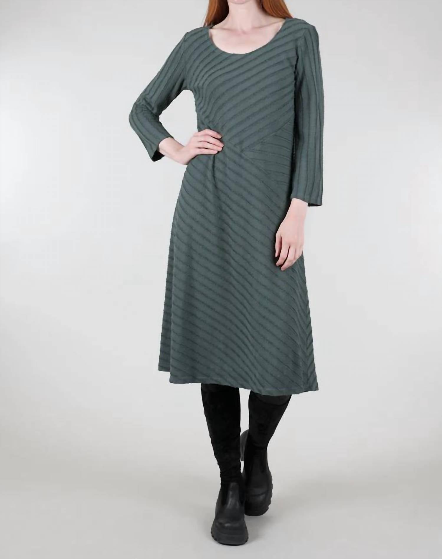 Cut Loose - Frayed-Stripe Seamed Dress, Myrtle