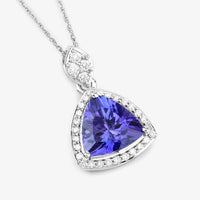 Diana M Jewels Women's Trillion Natural Tanzanite Pendant Necklace (1.71 Ct) - Classic in 14k white gold - women's jewelry - detail view