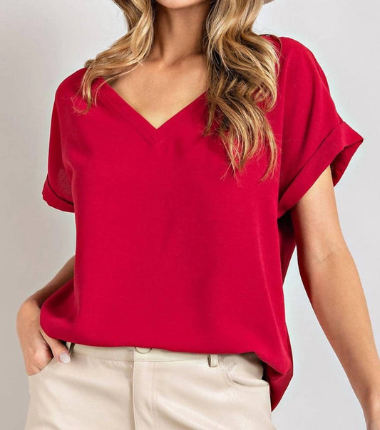 Entro - Short Sleeve V Neck Top