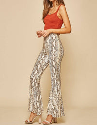 ANDREE BY UNIT Bell Bottom Pants in snake print - women's pants - alternate view