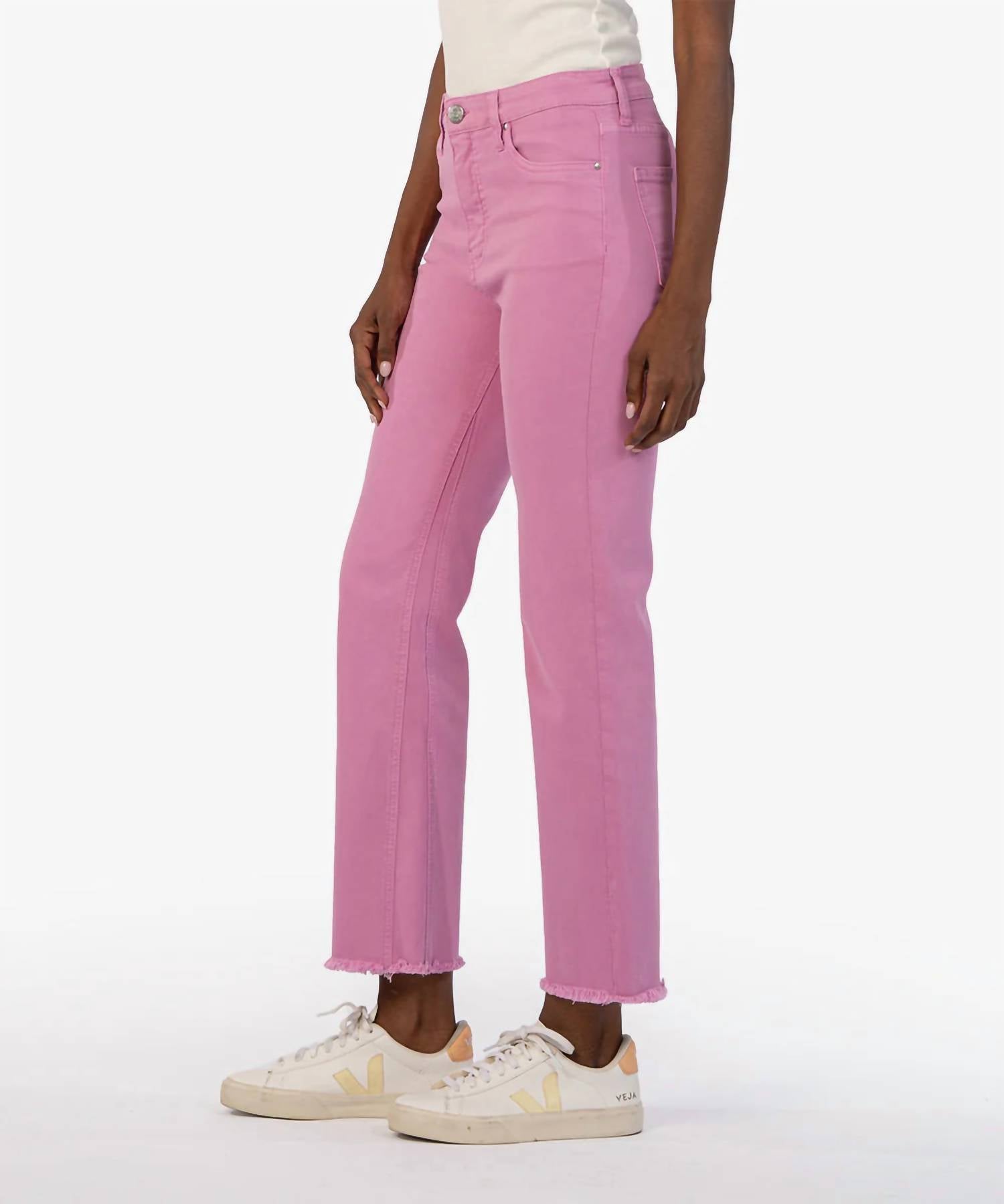 KUT FROM THE KLOTH Kelsey High Rise Ankle Flare Jeans in pink - women's jeans - alternate view