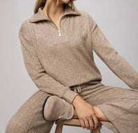 Splendid Sweatersoft Quarter Zip Sweater in light cedar heather - women's sweater - view 5