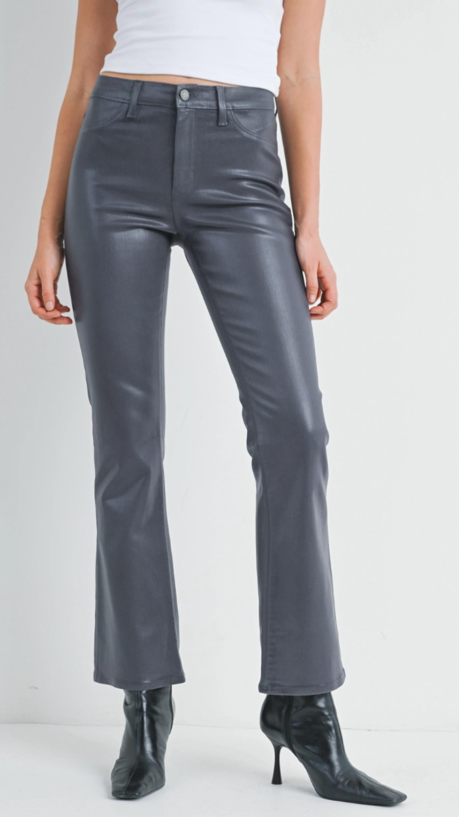 Just Black Denim - Mid Rise Coated Bootcut Jeans