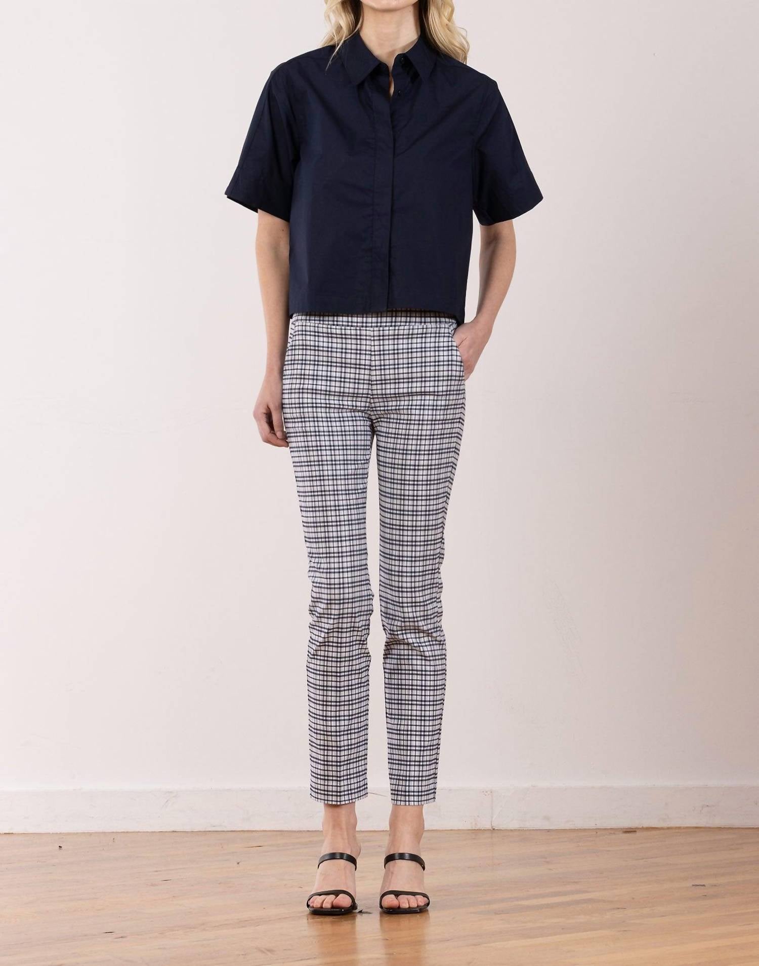 Avenue Montaigne Lulu Straight Cropped Pant in screen blue - women's pants