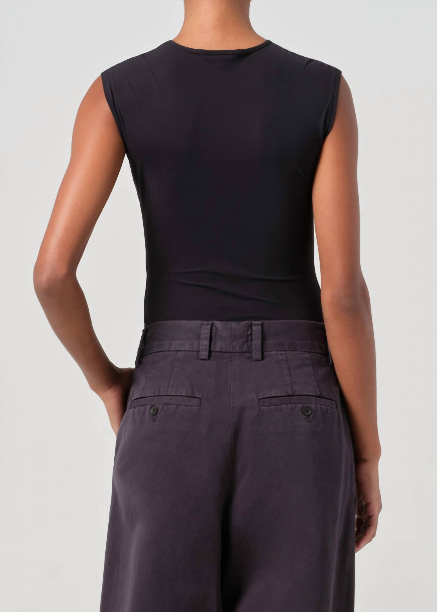 AGOLDE Aura Sleeveless Bodysuit in black 1 - women's shirt - alternate view