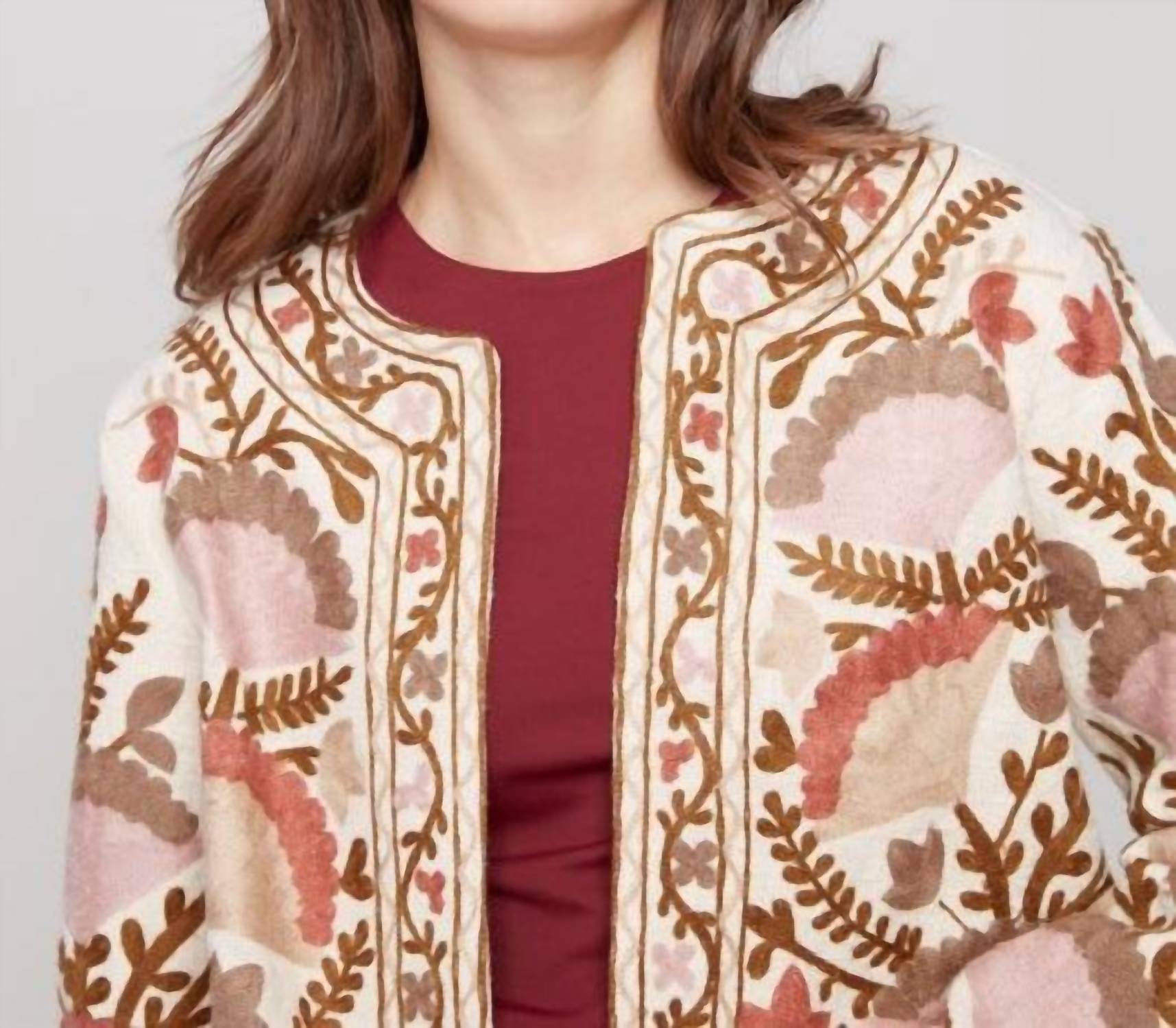 Charlie B - Embroidered Open Front Jacket