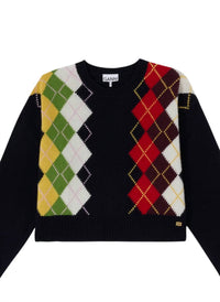 Ganni - Women's Chunky Wool Mix Argyle Knit Top