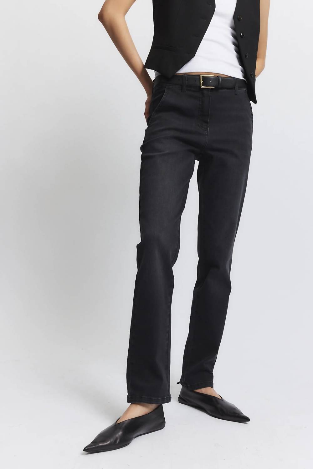 Saint Art Kiana Denim Straight Leg Pant in black wash - women's pants