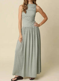 Mint Exclusives - Paige Polka Dot Ruched Maxi Dress