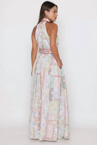 Miss Avenue - Round Buckle Belt Collared Maxi Dress