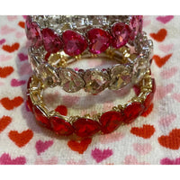 Something Special LA Women's Heart Cut Crystal Stretch Bracelet in pink - women's jewelry - detail view