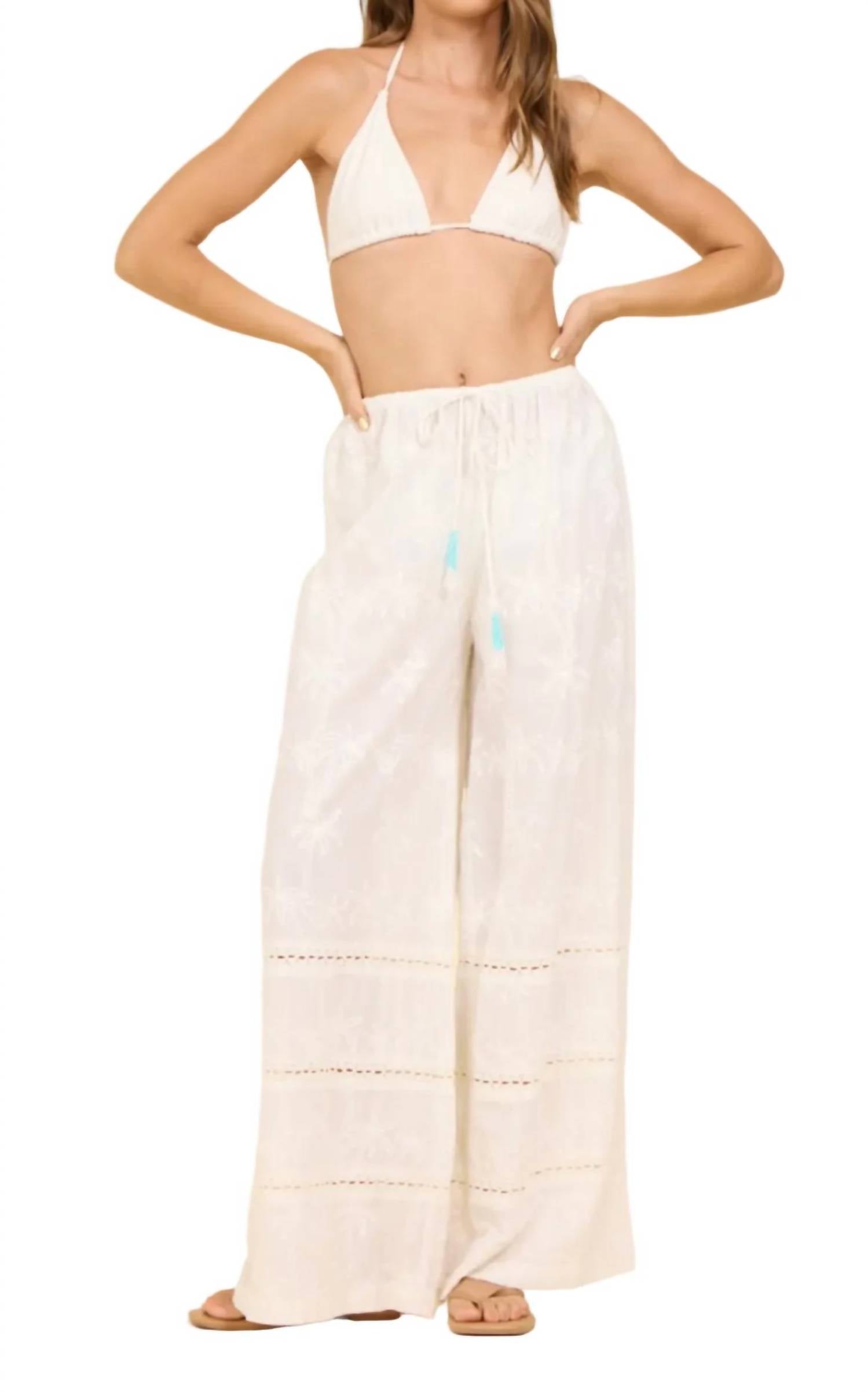 Vintage Havana - Palm Eyelet Wide Leg Pants