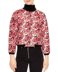 Sandro - Evora Floral Jacquard Cropped Bomber Jacket Rose Pink size 1 (US Small) NWT