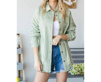 Veveret - Distressed Button Down Shacket