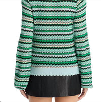 Ramy Brook Fiona Chevron Pointelle Sweater in moonstone - women's sweater - detail view
