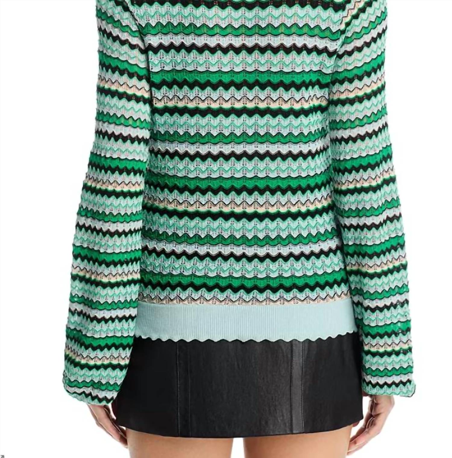 Ramy Brook Fiona Chevron Pointelle Sweater in moonstone - women's sweater - detail view
