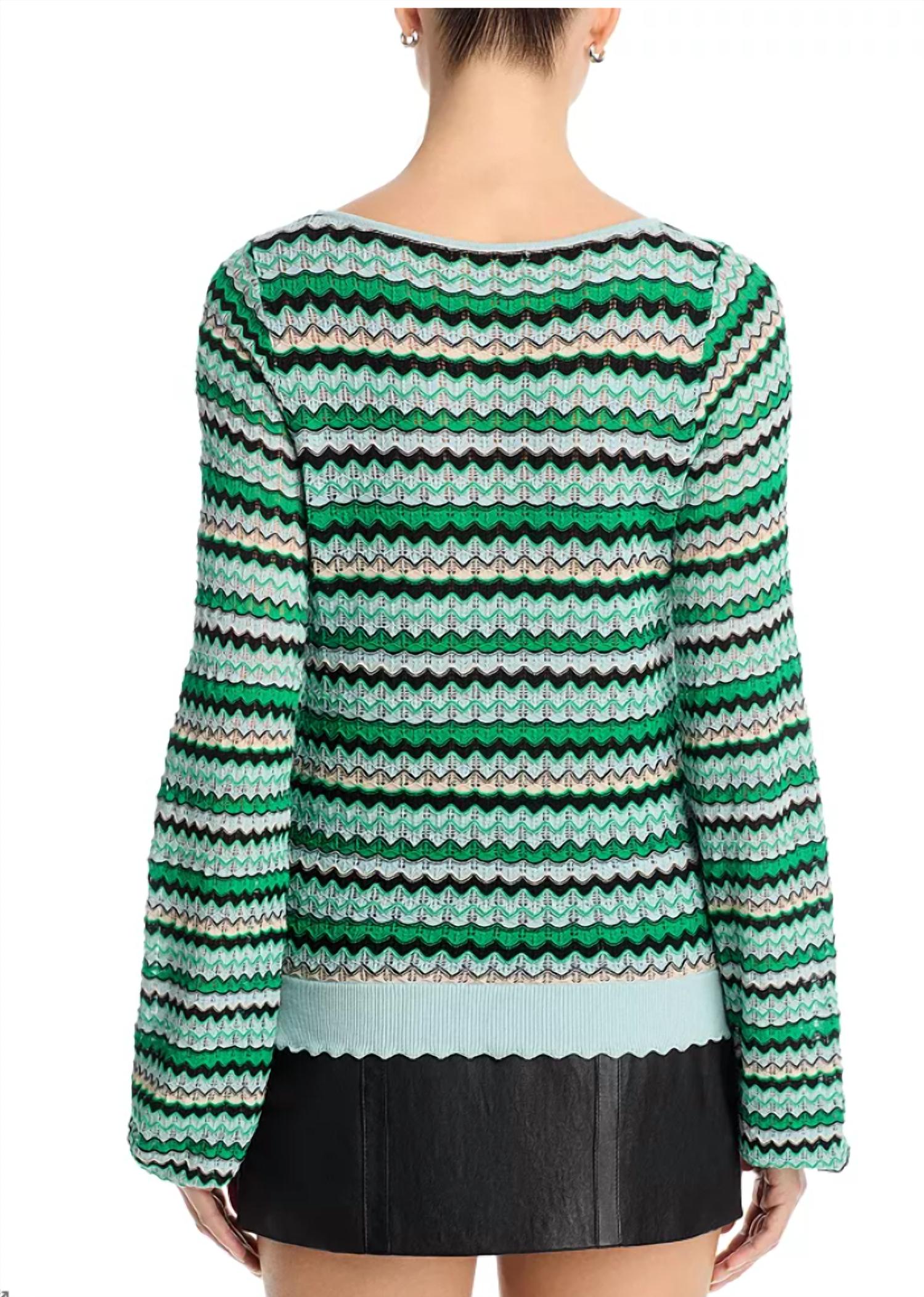 Ramy Brook Fiona Chevron Pointelle Sweater in moonstone - women's sweater - alternate view