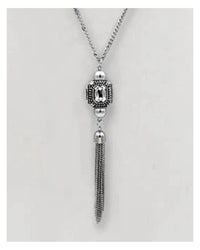 Peaceful Village - Women's Crystal Cube Tassel Necklace