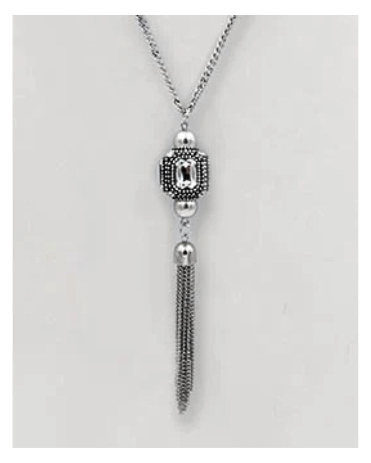 Peaceful Village - Women's Crystal Cube Tassel Necklace
