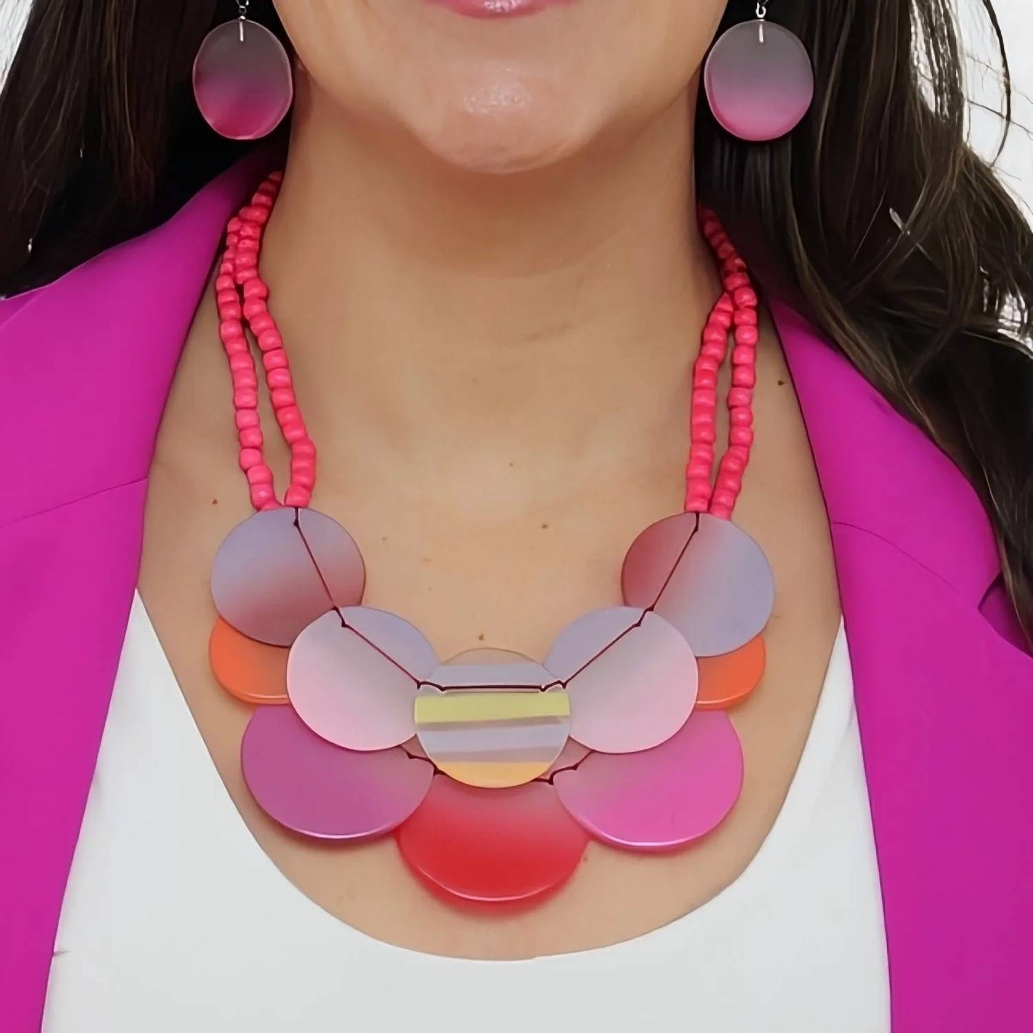 Sylca Designs - Fantasy Circle Bead Bib Necklace