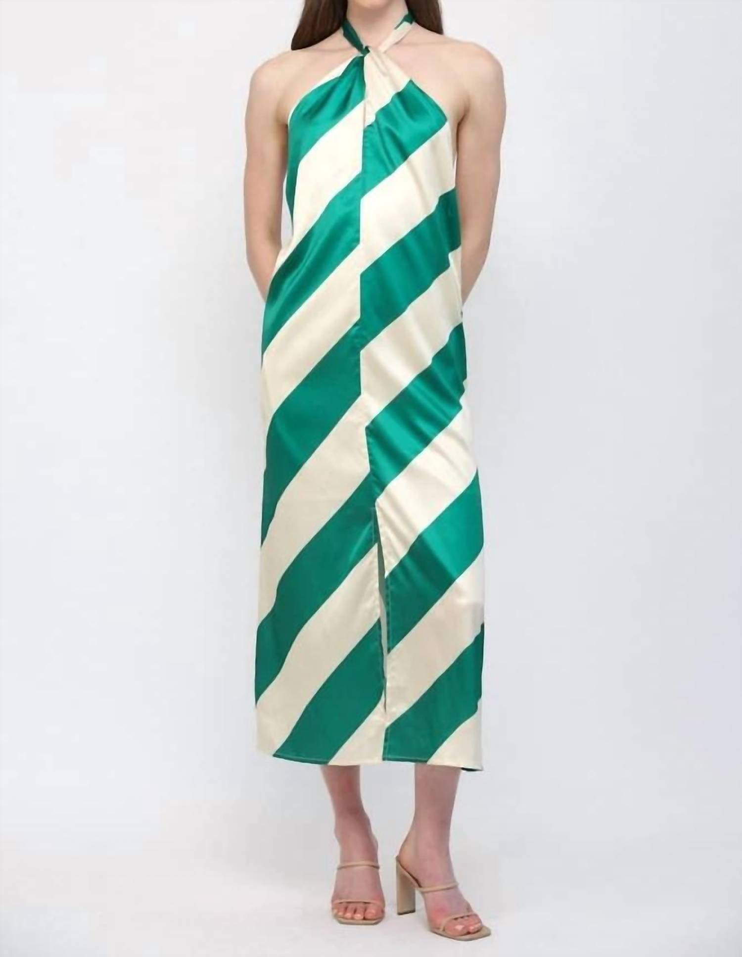 Fate - Halter Midi Dress With Front Slit