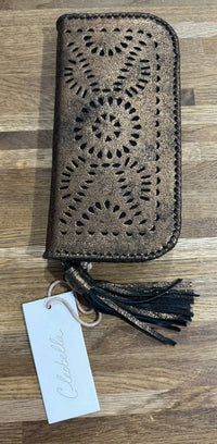Cleobella Women's Mexicana Zip Wallet in antique brass - women's bag - detail view